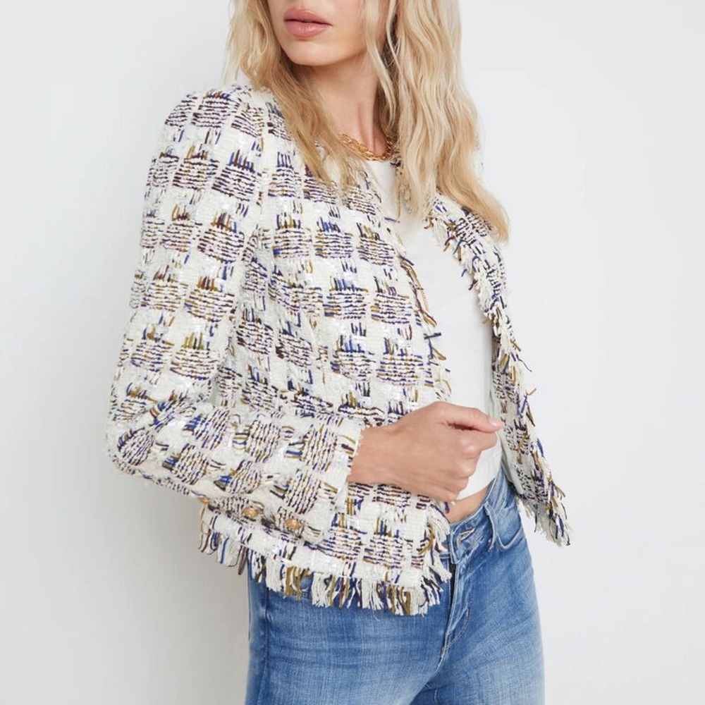 NWT $795 L‘Agence Angelina Plaid Tweed Jacket - Picture 5 of 10